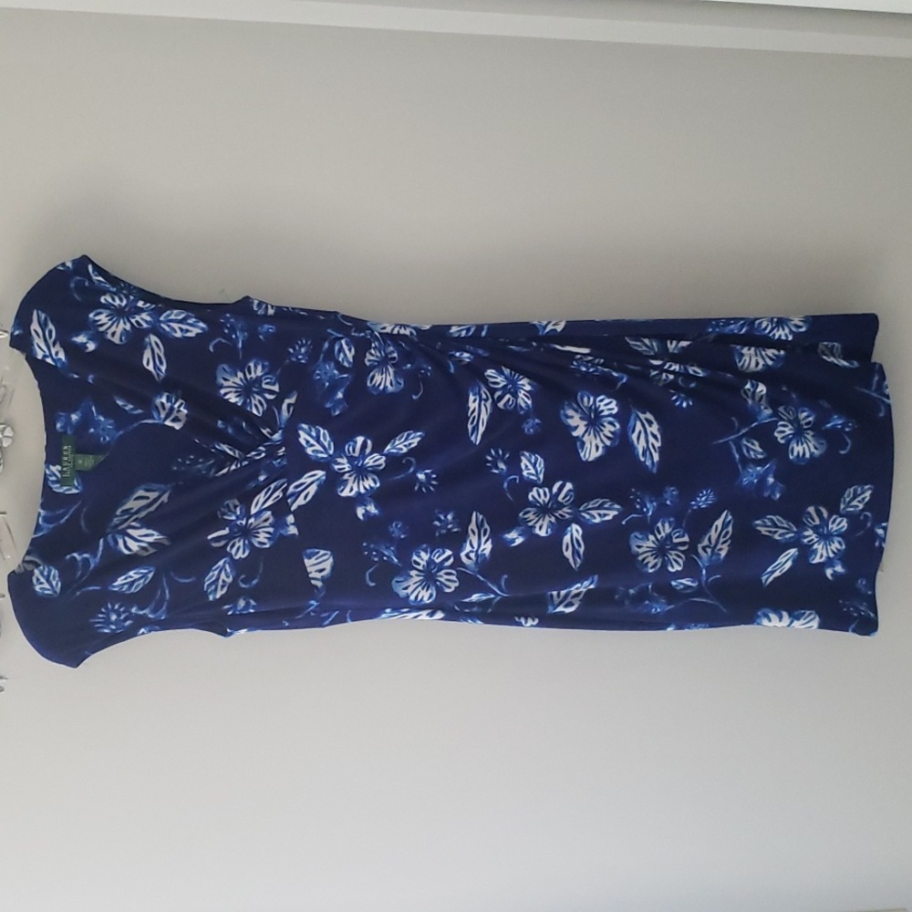 Lauren Ralph Lauren Blue and White Floral Midi Dress